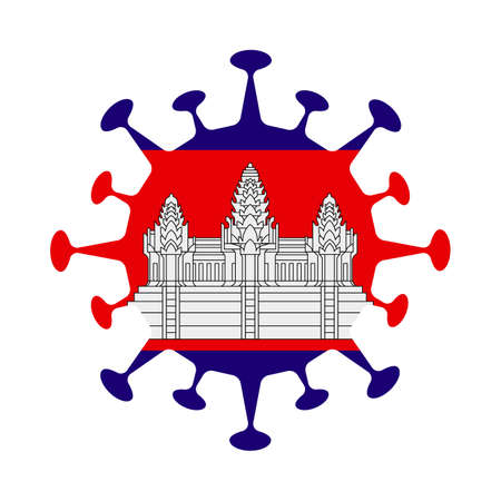 Flag of Cambodia in virus shape. Country sign. Vector illustration.のイラスト素材