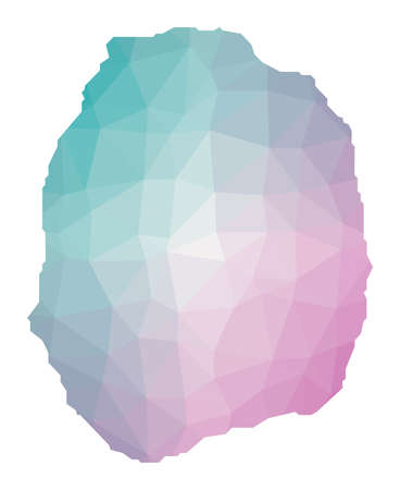 Polygonal map of Nevis. Geometric illustration of the island in emerald amethyst colors. Nevis map in low poly style. Technology, internet, network concept. Vector illustration.のイラスト素材