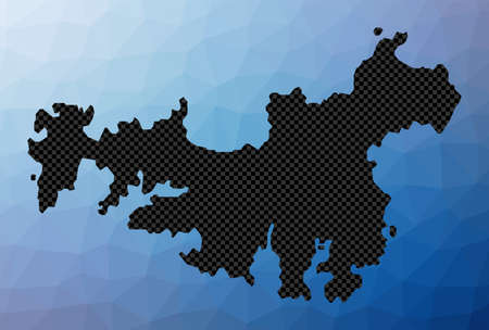 Waiheke Island geometric map. Stencil shape of Waiheke Island in low poly style. Vibrant island vector illustration.のイラスト素材