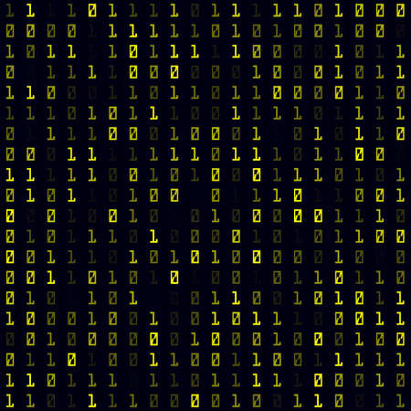 Random symbols background. Yellow filled binary seamless pattern. Cool background. Modern vector illustration.のイラスト素材
