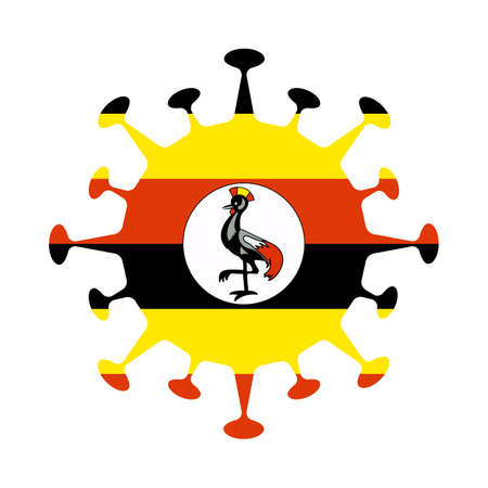 Flag of Uganda in virus shape. Country sign. Vector illustration.のイラスト素材