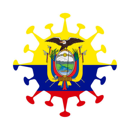 Flag of Ecuador in virus shape. Country sign. Vector illustration.のイラスト素材