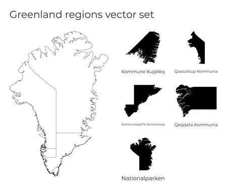 Greenland map with shapes of regions. Blank vector map of the Country with regions. Borders of the country for your infographic. Vector illustration.のイラスト素材