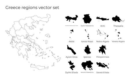 Greece map with shapes of regions. Blank vector map of the Country with regions. Borders of the country for your infographic. Vector illustration.のイラスト素材