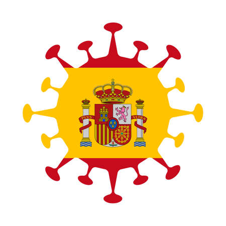 Flag of Spain in virus shape. Country sign. Vector illustration.のイラスト素材