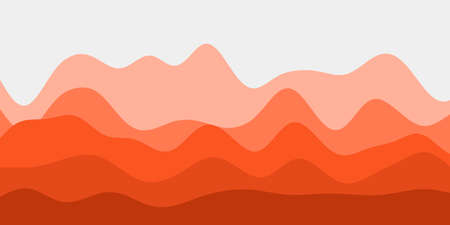 Abstract deep orange hills background. Colorful waves captivating vector illustration.のイラスト素材