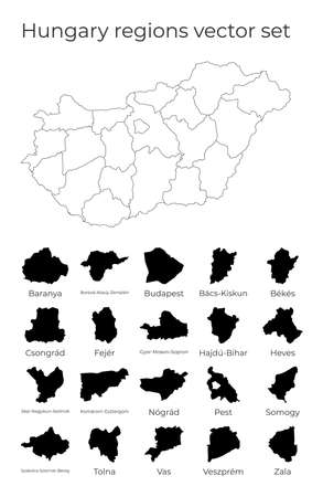 Hungary map with shapes of regions. Blank vector map of the Country with regions. Borders of the country for your infographic. Vector illustration.のイラスト素材