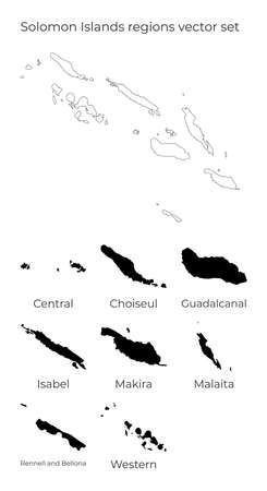 Solomon Islands map with shapes of regions. Blank vector map of the Country with regions. Borders of the country for your infographic. Vector illustration.のイラスト素材