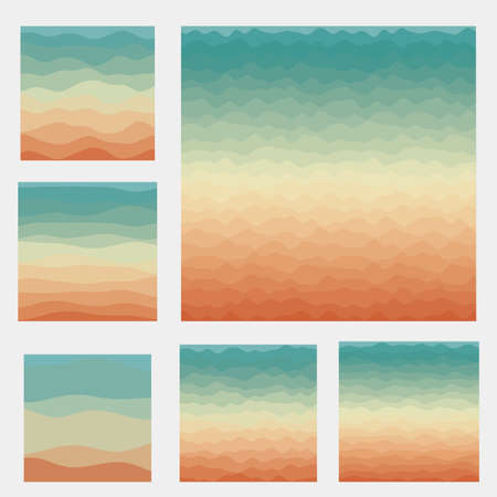 Abstract waves background collection. Curves in blue orange colors. Modern vector illustration.のイラスト素材