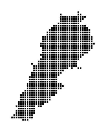 Lebanon map. Map of Lebanon in dotted style. Borders of the country filled with rectangles for your design. Vector illustration.のイラスト素材