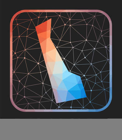 Delaware map design. Vector low poly map of the us state. Delaware icon in geometric style. The us state shape with polygnal gradient and mesh on dark background.のイラスト素材