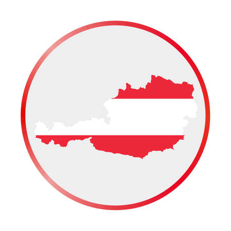 Austria icon. Shape of the country with Austria flag. Round sign with flag colors gradient ring. Charming vector illustration.のイラスト素材