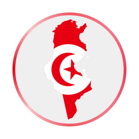 Tunisia icon. Shape of the country with Tunisia flag. Round sign with flag colors gradient ring. Artistic vector illustration.のイラスト素材