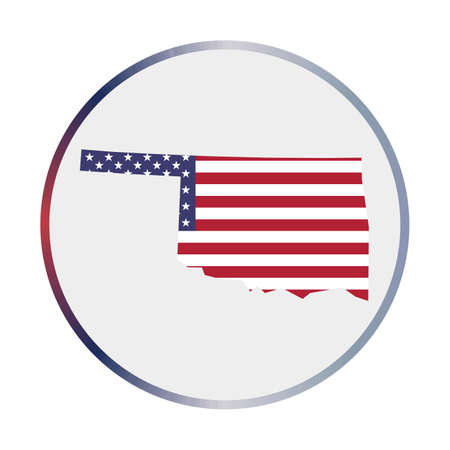 Oklahoma icon. Shape of the us state with Oklahoma flag. Round sign with flag colors gradient ring. Amazing vector illustration.のイラスト素材