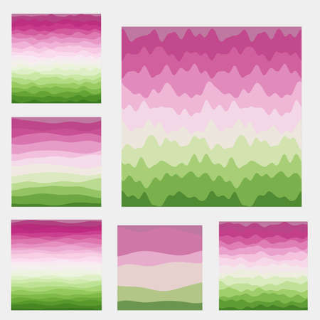 Abstract waves background collection. Curves in purple yellow green colors. Attractive vector illustration.のイラスト素材