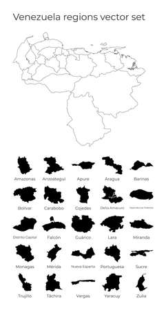 Venezuela map with shapes of regions. Blank vector map of the Country with regions. Borders of the country for your infographic. Vector illustration.のイラスト素材