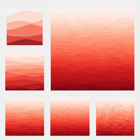 Abstract waves background collection. Curves in red colors. Powerful vector illustration.