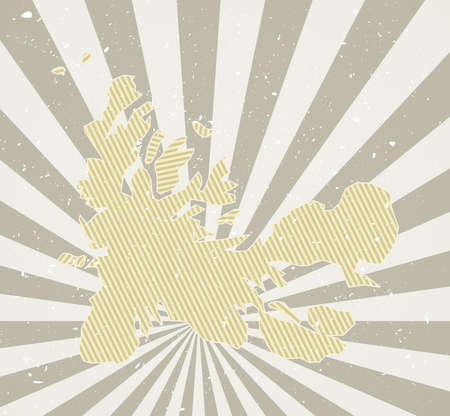 TAAF vintage map. Grunge poster with map of the country in retro color palette. Shape of TAAF with sunburst rays background. Vector illustration.のイラスト素材