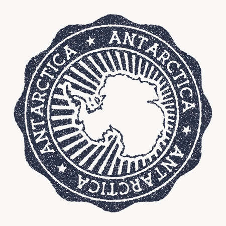 Antarctica stamp. Travel rubber stamp with the name and map of country, vector illustration. Can be used as insignia, logotype, label, sticker or badge of the Antarctica.のイラスト素材