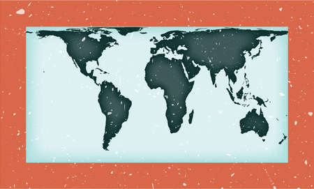 World Map Poster. Cylindrical equal-area projection. Vintage World shape with grunge texture. Superb vector illustration.のイラスト素材