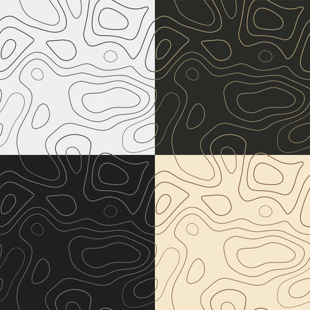Topography patterns. Seamless elevation map tiles. Awesome isoline background. Vibrant tileable patterns. Vector illustration.のイラスト素材