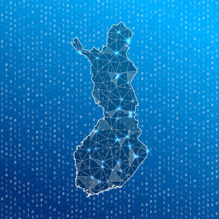 Network map of Finland. Country digital connections map. Technology, internet, network, telecommunication concept. Vector illustration.のイラスト素材