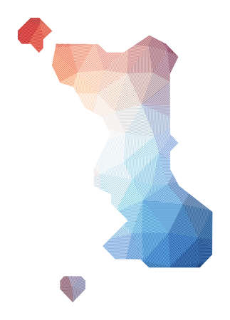 Map of Malapascua Island. Low poly illustration of the island. Geometric design with stripes. Technology, internet, network concept. Vector illustration.のイラスト素材