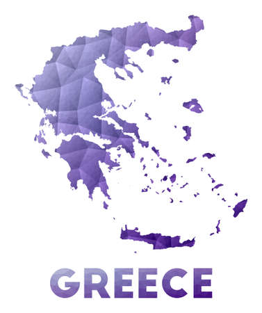 Map of Greece. Low poly illustration of the country. Purple geometric design. Polygonal vector illustration.のイラスト素材