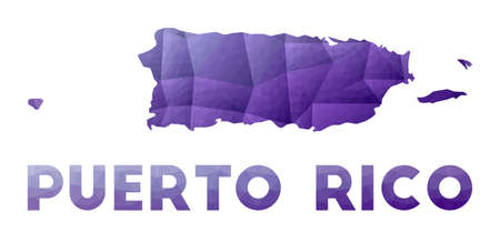 Map of Puerto Rico. Low poly illustration of the country. Purple geometric design. Polygonal vector illustration.のイラスト素材