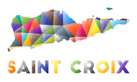 Saint Croix - colorful low poly island shape. Multicolor geometric triangles. Modern trendy design. Vector illustration.のイラスト素材