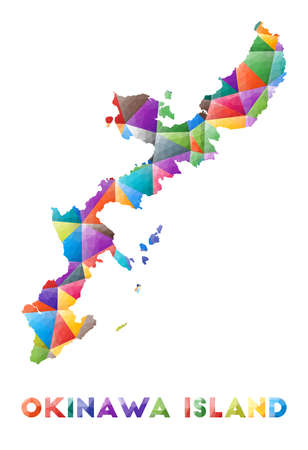 Okinawa Island - colorful low poly island shape. Multicolor geometric triangles. Modern trendy design. Vector illustration.のイラスト素材