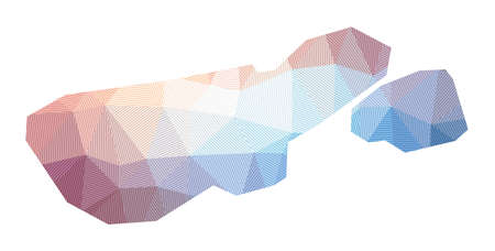 Map of Madre de Dios Island. Low poly illustration of the island. Geometric design with stripes. Technology, internet, network concept. Vector illustration.のイラスト素材