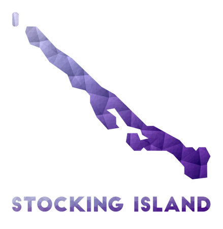 Map of Stocking Island. Low poly illustration of the island. Purple geometric design. Polygonal vector illustration.のイラスト素材