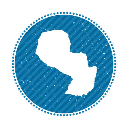Paraguay striped retro travel sticker. Badge with map of country, vector illustration. Can be used as insignia, logotype, label, sticker or badge of the Paraguay.のイラスト素材