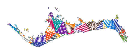 Kid style map of Grand Bahama. Hand drawn polygons in the shape of Grand Bahama. Vector...