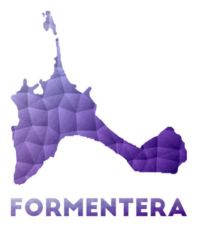 Map of Formentera. Low poly illustration of the island. Purple geometric design. Polygonal vector illustration.のイラスト素材