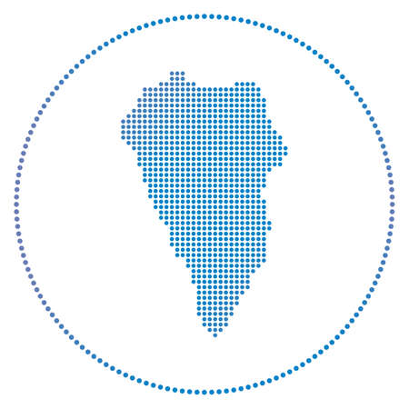 La Palma digital badge. Dotted style map of La Palma in circle. Tech icon of the island with gradiented dots. Vibrant vector illustration.のイラスト素材