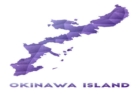 Map of Okinawa Island. Low poly illustration of the island. Purple geometric design. Polygonal vector illustration.のイラスト素材