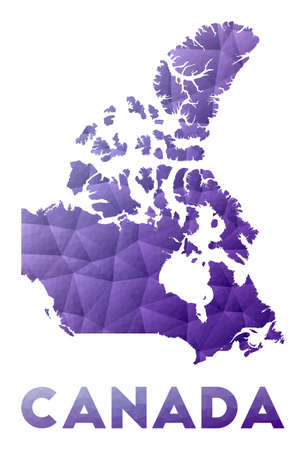 Map of Canada. Low poly illustration of the country. Purple geometric design. Polygonal vector illustration.のイラスト素材
