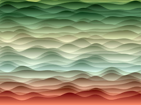 Abstract curves background. Smooth curves with gradients in red green colors. Amazing vector illustration.のイラスト素材