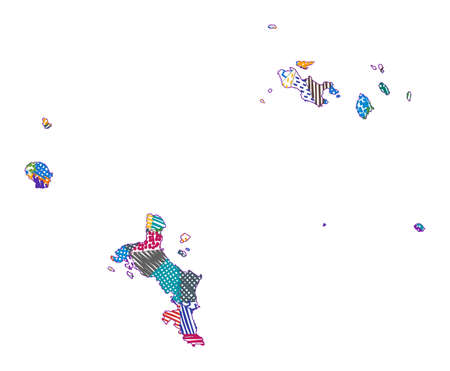 Kid style map of Seychelles. Hand drawn polygons in the shape of Seychelles. Vector illustration.のイラスト素材