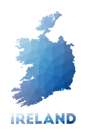 Low poly map of Ireland. Geometric illustration of the country. Ireland polygonal map. Technology, internet, network concept. Vector illustration.のイラスト素材