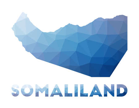 Low poly map of Somaliland. Geometric illustration of the country. Somaliland polygonal map. Technology, internet, network concept. Vector illustration.のイラスト素材