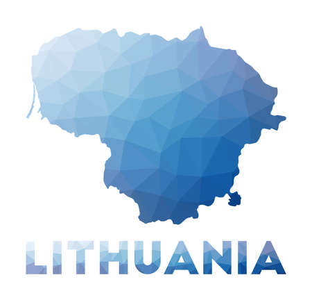 Low poly map of Lithuania. Geometric illustration of the country. Lithuania polygonal map. Technology, internet, network concept. Vector illustration.のイラスト素材