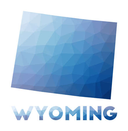 Low poly map of Wyoming. Geometric illustration of the us state. Wyoming polygonal map. Technology, internet, network concept. Vector illustration.のイラスト素材