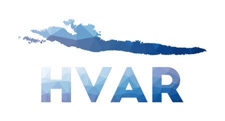 Low poly map of Hvar. Geometric illustration of the island. Hvar polygonal map. Technology, internet, network concept. Vector illustration.のイラスト素材