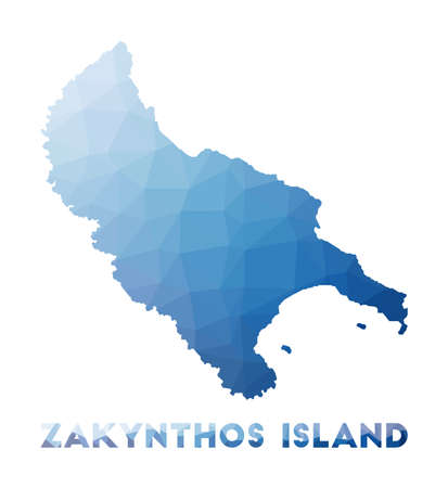 Low poly map of Zakynthos Island. Geometric illustration of the island. Zakynthos Island polygonal map. Technology, internet, network concept. Vector illustration.のイラスト素材
