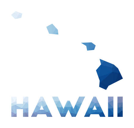 Low poly map of Hawaii. Geometric illustration of the us state. Hawaii polygonal map. Technology, internet, network concept. Vector illustration.のイラスト素材