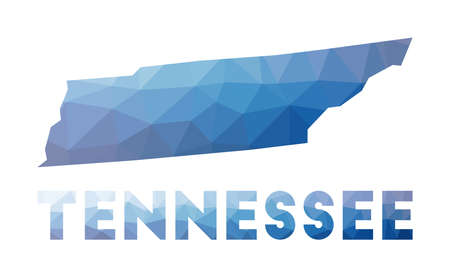 Low poly map of Tennessee. Geometric illustration of the us state. Tennessee polygonal map. Technology, internet, network concept. Vector illustration.のイラスト素材