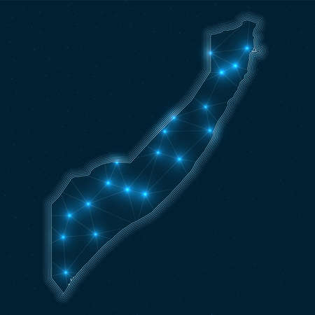 Somalia network map. Abstract geometric map of the country. Digital connections and telecommunication design. Glowing internet network. Radiant vector illustration.のイラスト素材